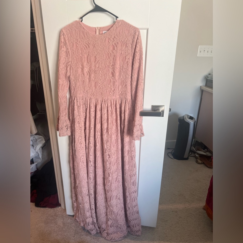 INAYAH modest dress Pink Lace Formal maxi
